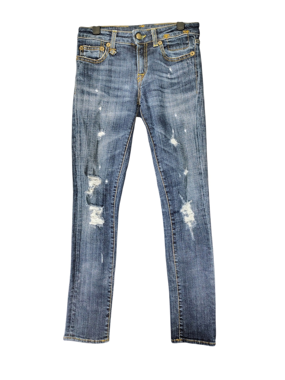 R13 Distressed Kate Skinny Jeans in Faded Blue Shtredded EUC